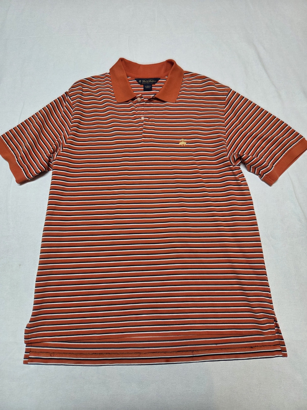 Brooks Brothers Orange and White Striped Polo Size L